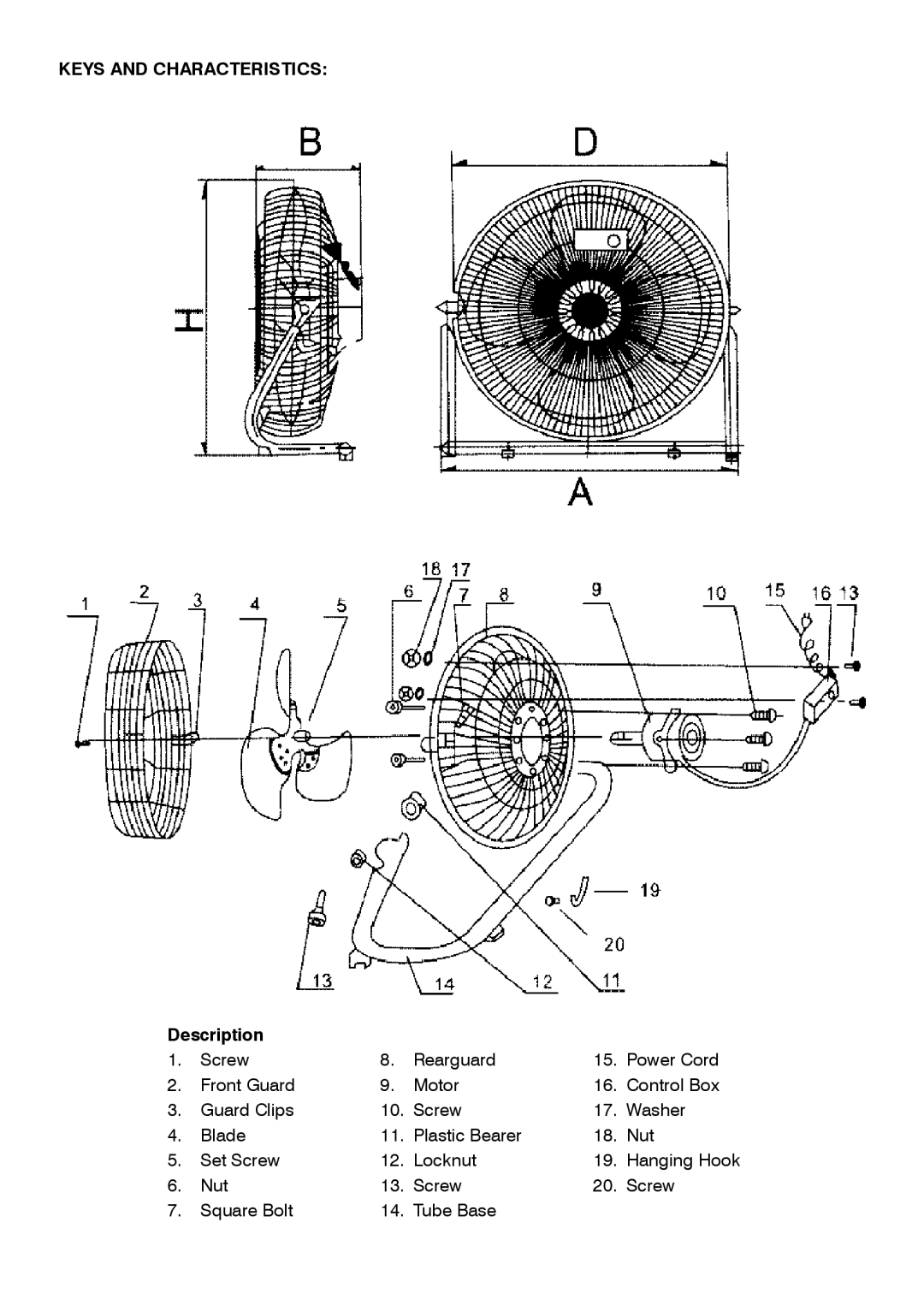 Mellerware 35951 specifications Keys and Characteristics, Description 