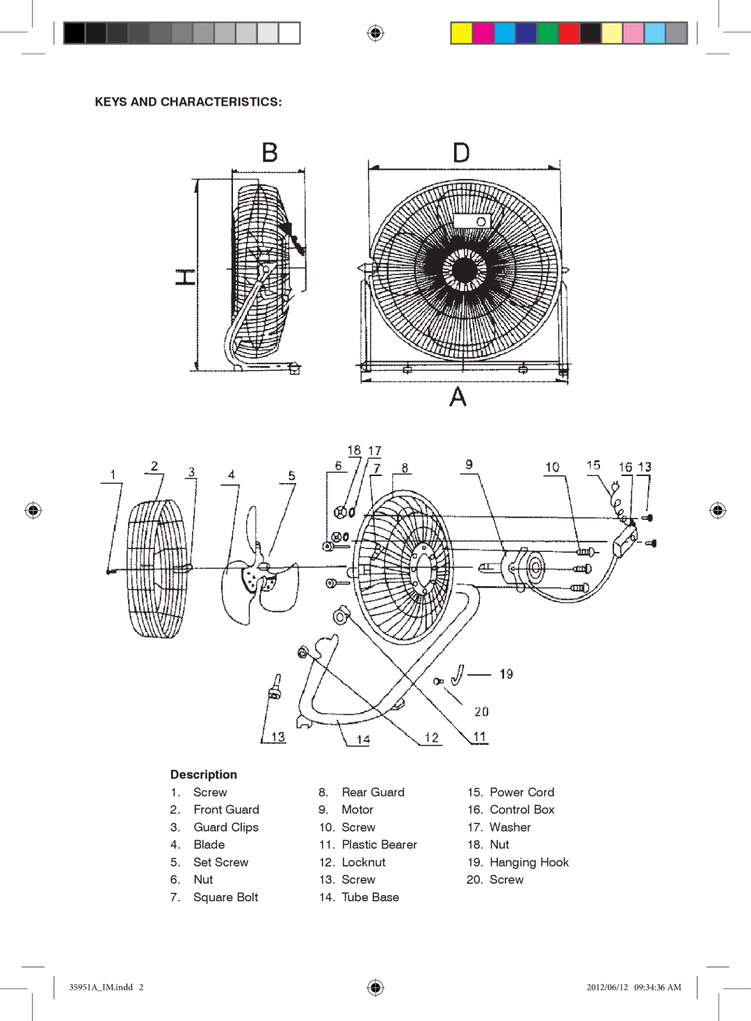 Mellerware 35951A specifications Keys and Characteristics, Description 