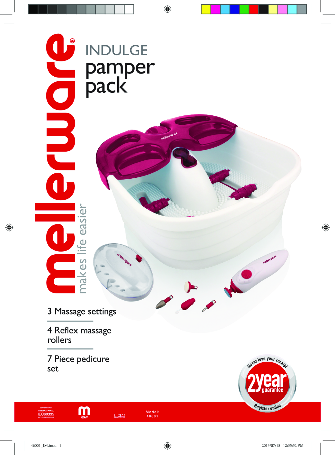 Mellerware Pamper Pack, 46001_IM manual makes life easier, 46001IM.indd, e yo, 2013/07/15 123552 PM, i st er o n 
