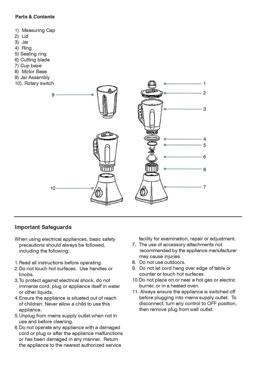 Mellerware 62000, 6 2 0 0 7 specifications Important Safeguards, Parts & Contents 