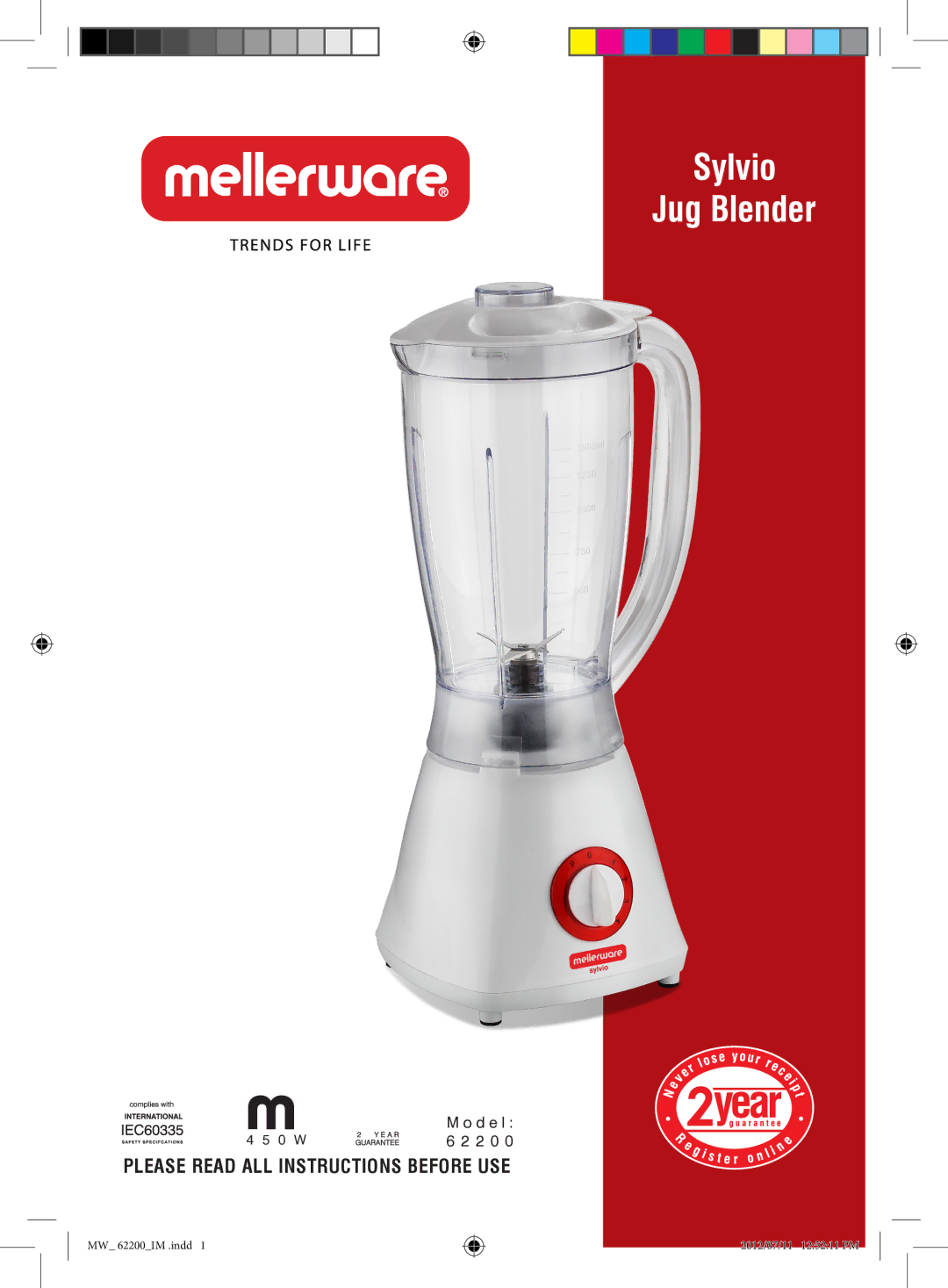 Mellerware MW_ 62200_IM manual Sylvio Jug Blender 