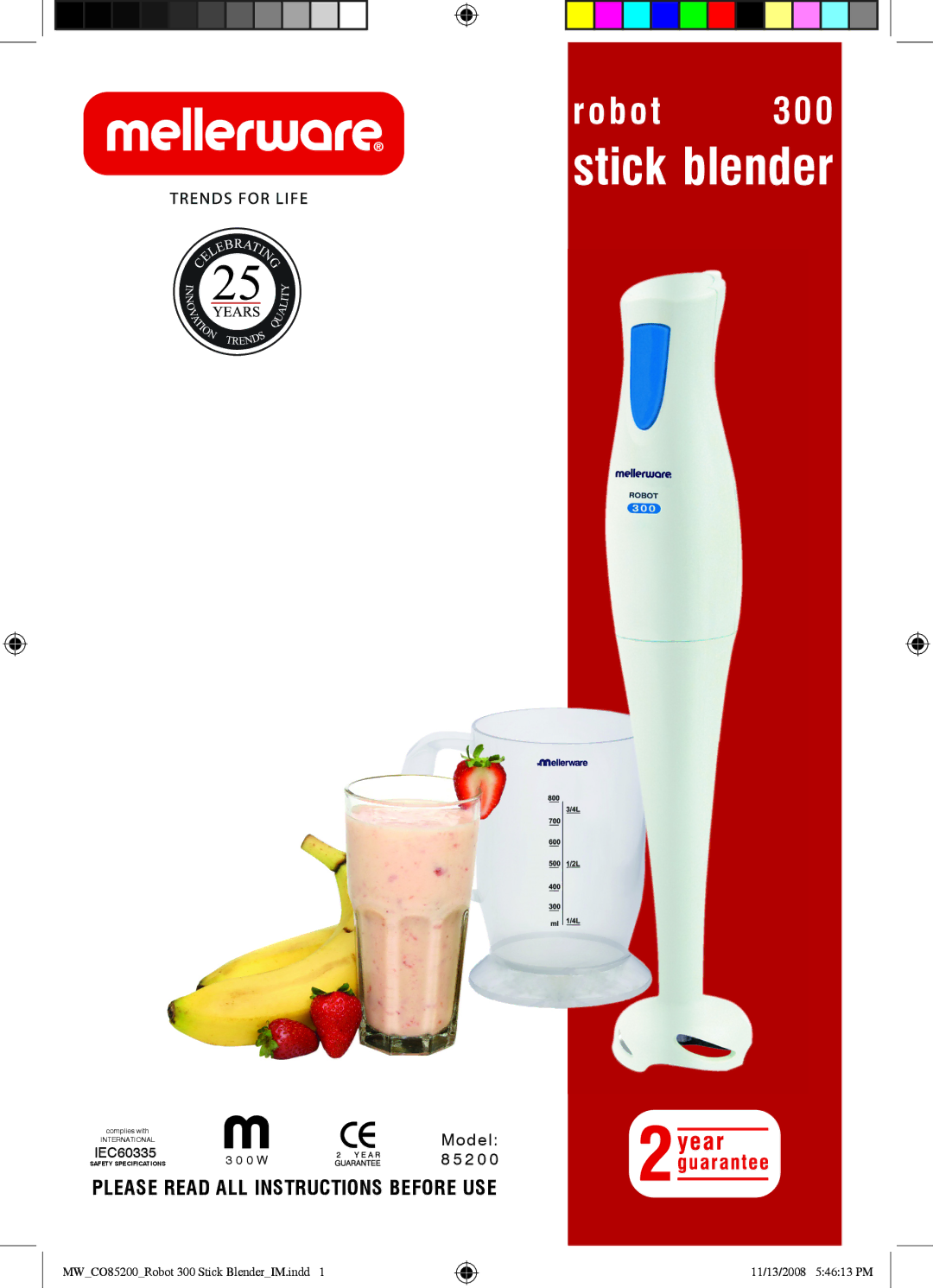 Mellerware 85200 specifications Stick blender 