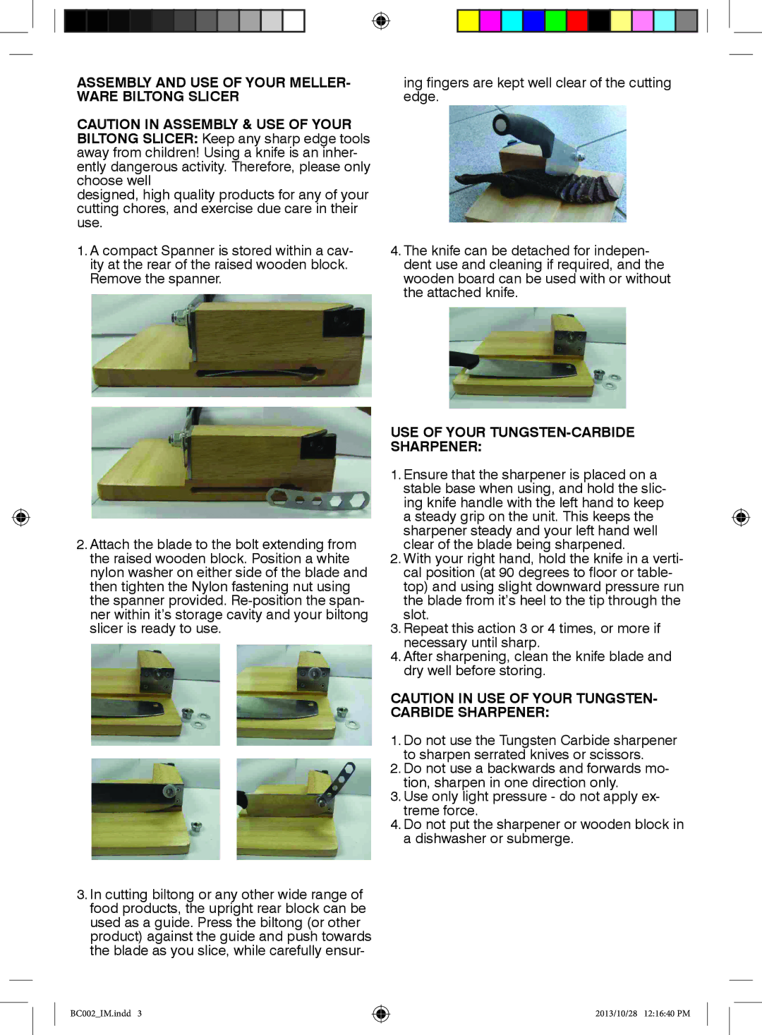 Mellerware DC002 manual Assembly and USE of Your MELLER- Ware Biltong Slicer 