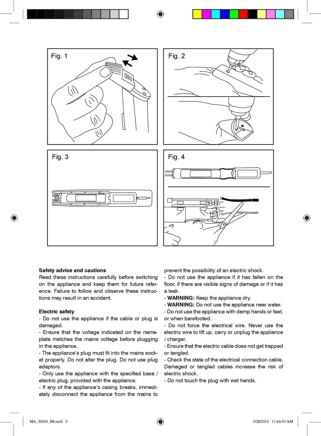 Mellerware MA20050 manual Safety advice and cautions, Electric safety 