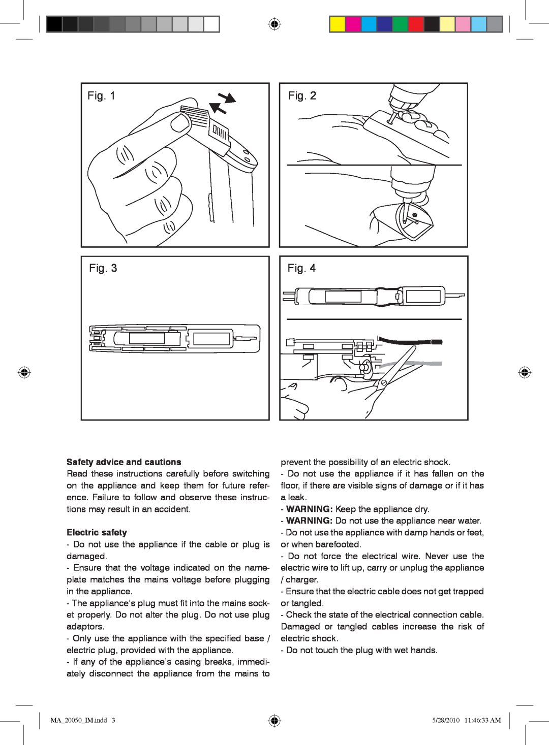 Mellerware MA20050 manual Safety advice and cautions, Electric safety 