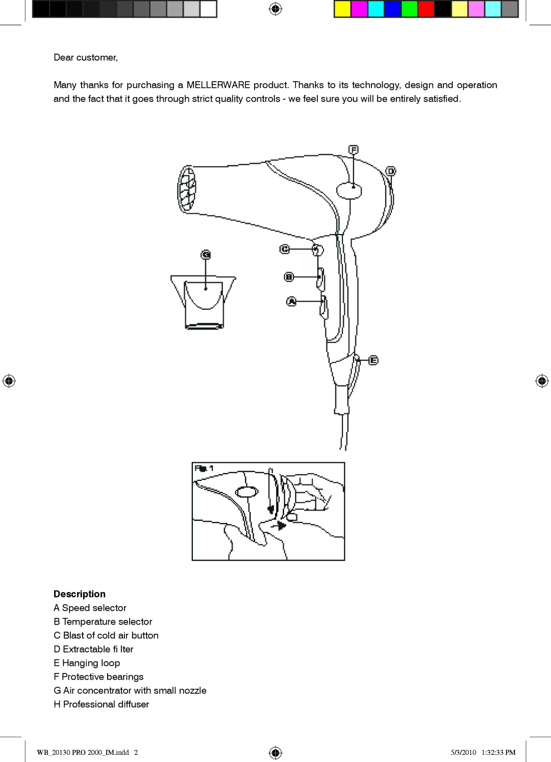 Mellerware WB201302000W manual Description 