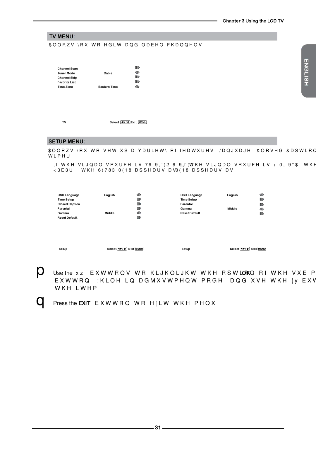 Memorex 1080p manual TV Menu, Setup Menu 