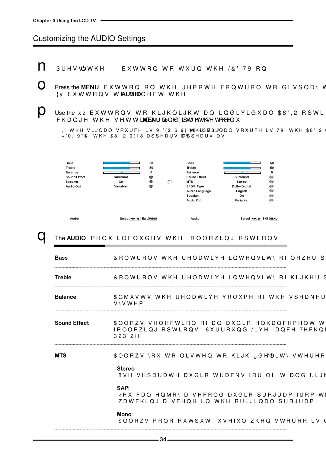 Memorex 1080p manual Customizing the Audio Settings, Mts, Sap 