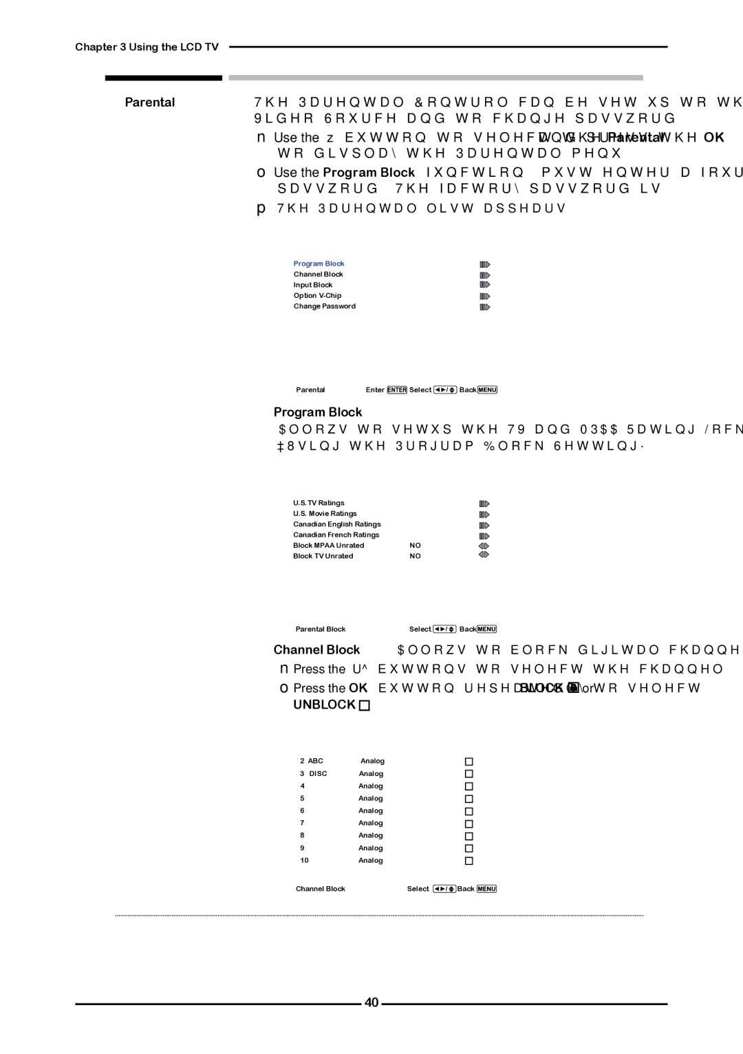 Memorex 1080p manual Video Source and to change password, To display the Parental menu, Password. The factory password is 