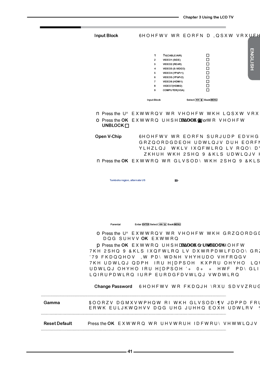 Memorex 1080p manual  Input Block Selects to block a Input source signal, Gamma 