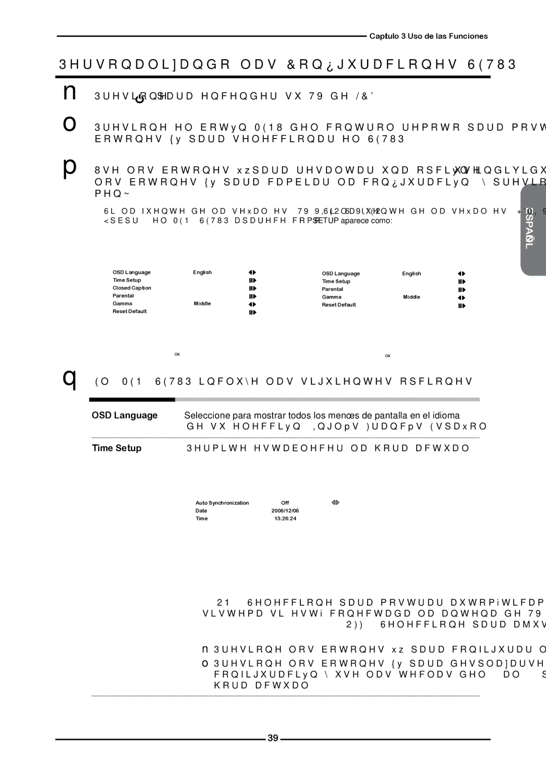 Memorex 1080p manual Personalizando las Configuraciones Setup, Para encender su TV de LCD, Time Setup 