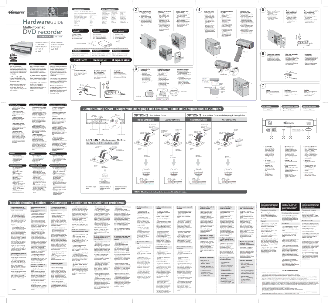 Memorex 3202xxxx owner manual ’installation Para la instalación, English, Français, Español, DVD Recorder Features 