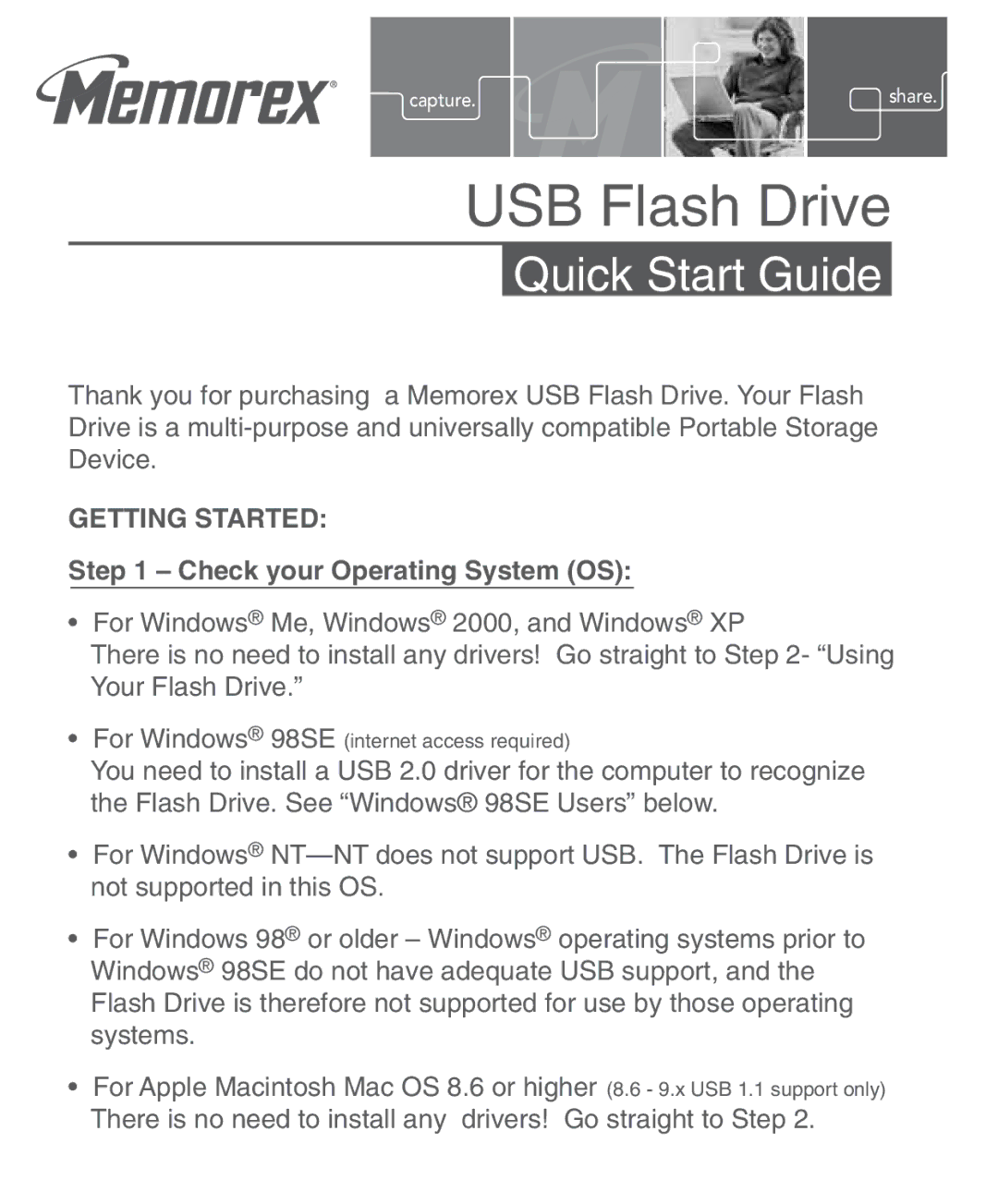 Memorex 53958662 quick start USB Flash Drive, Check your Operating System OS 