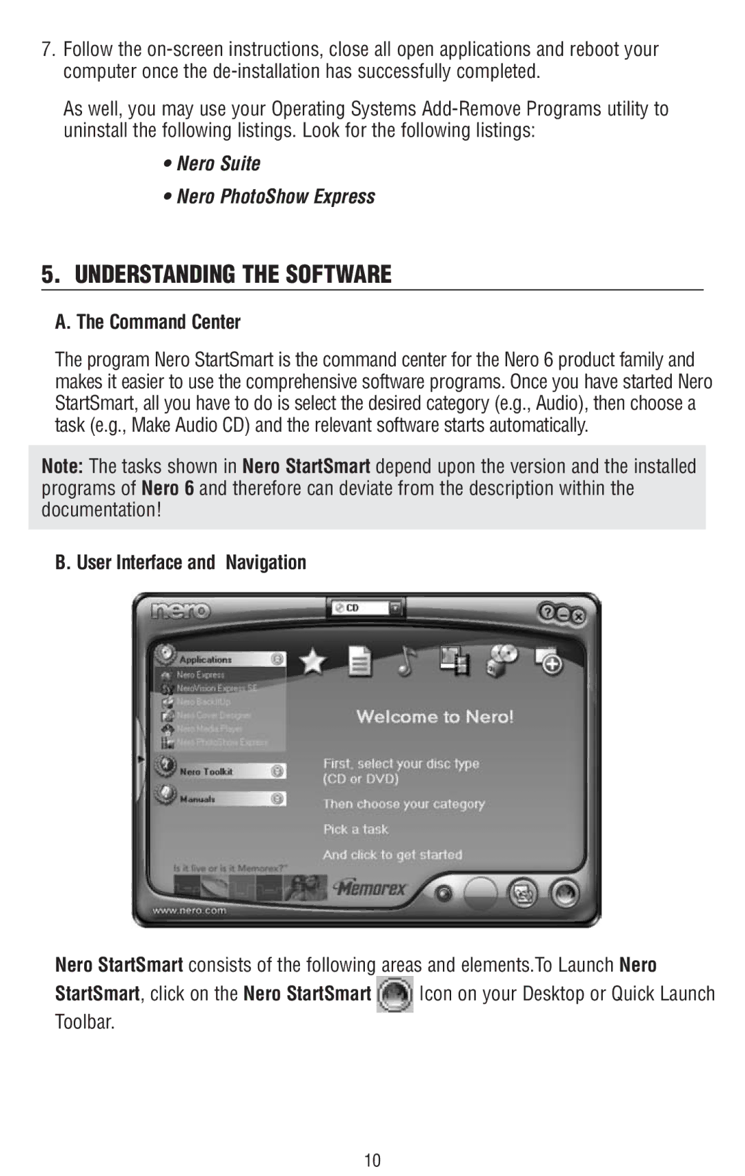 Memorex 6 manual Understanding the Software, Command Center, User Interface and Navigation, Toolbar 