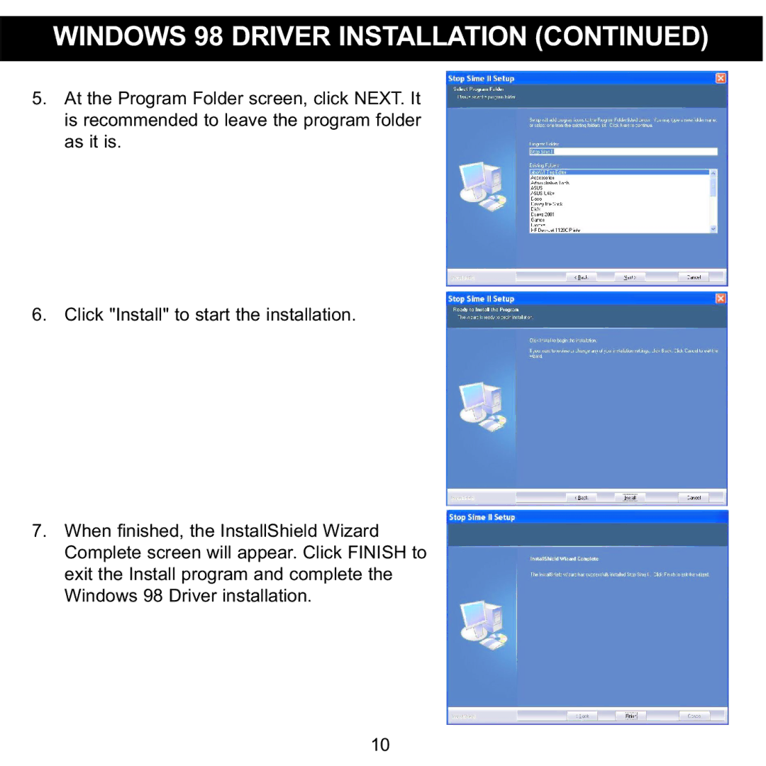 Memorex 8564 manual Windows 98 Driver Installation 