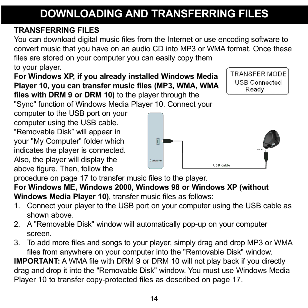 Memorex 8564 manual Downloading and Transferring Files 