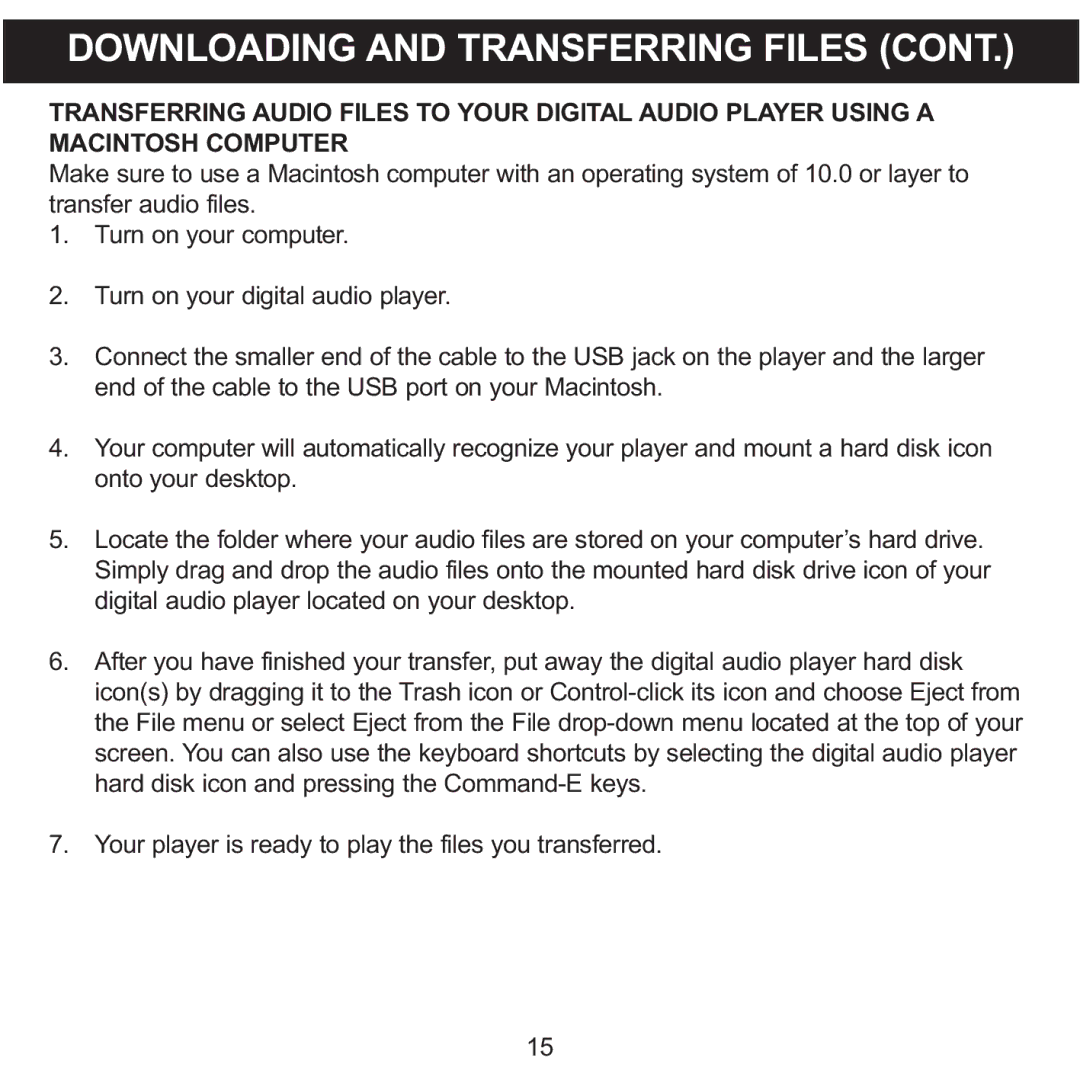 Memorex 8564 manual Downloading and Transferring Files 