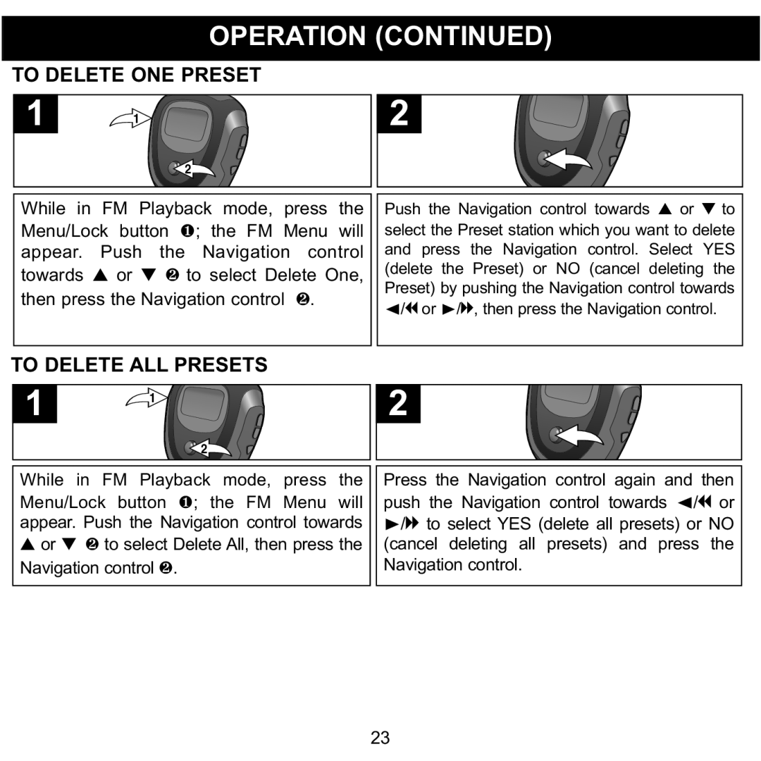 Memorex 8564 manual To Delete ONE Preset, To Delete ALL Presets 