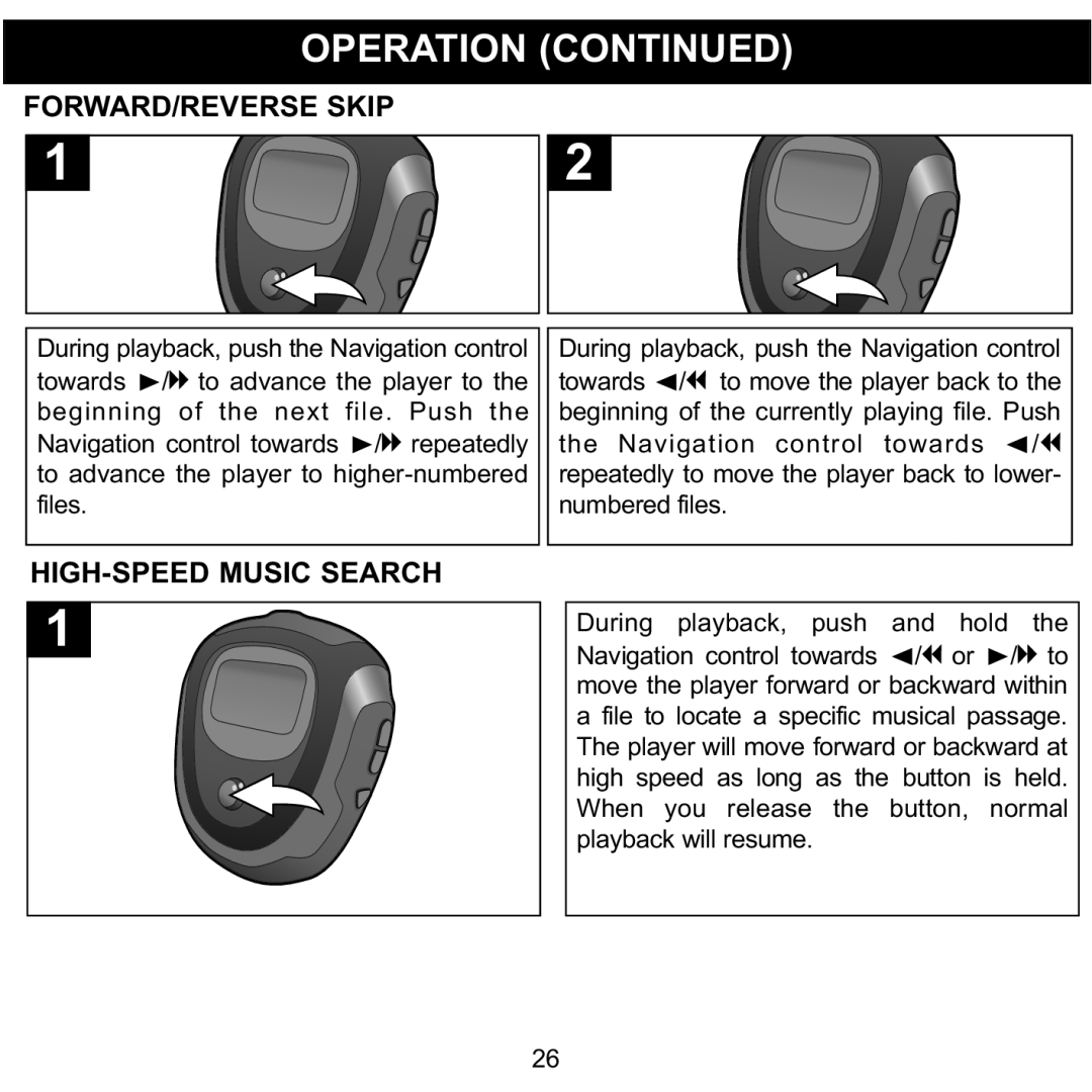 Memorex 8564 manual FORWARD/REVERSE Skip, HIGH-SPEED Music Search 