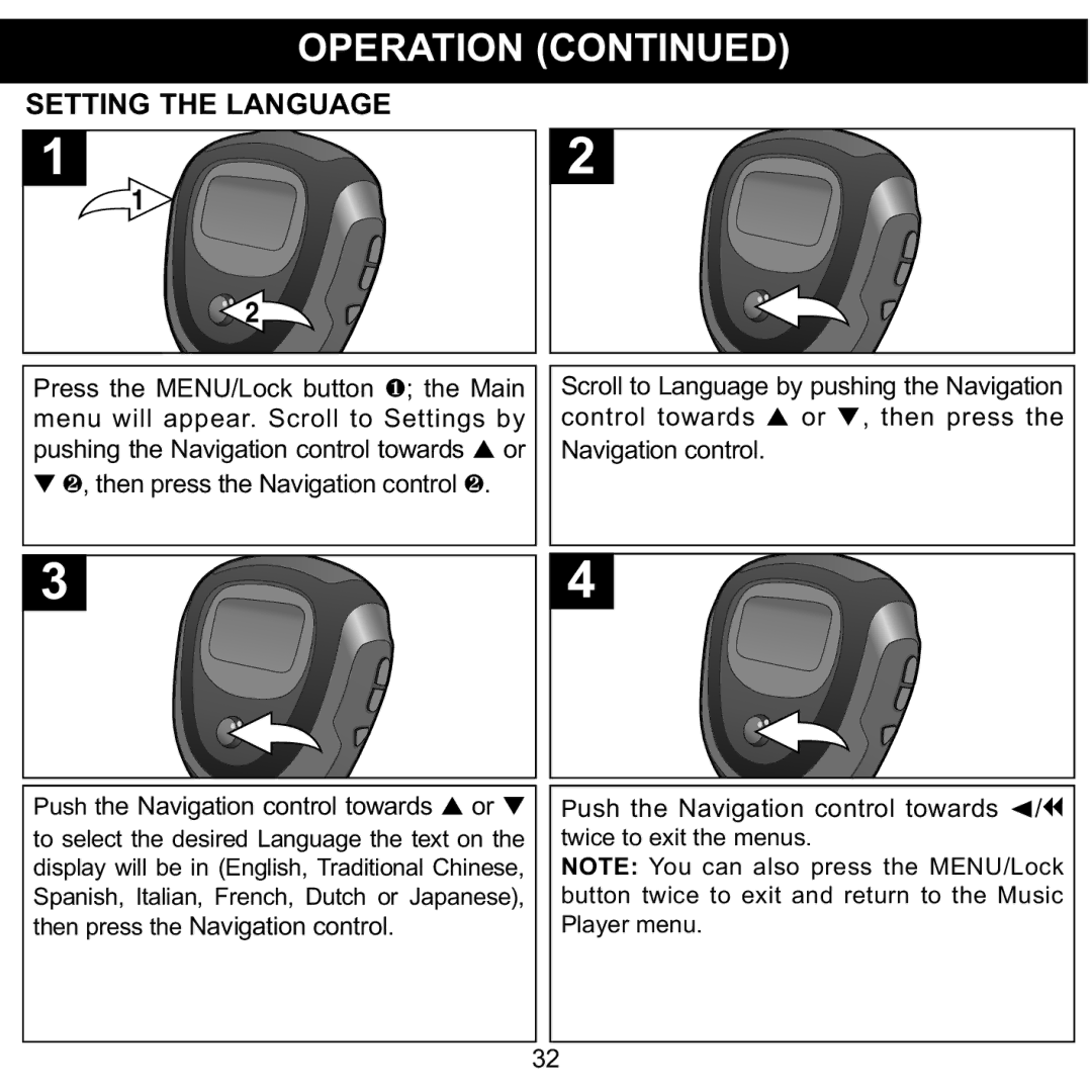 Memorex 8564 manual Setting the Language 