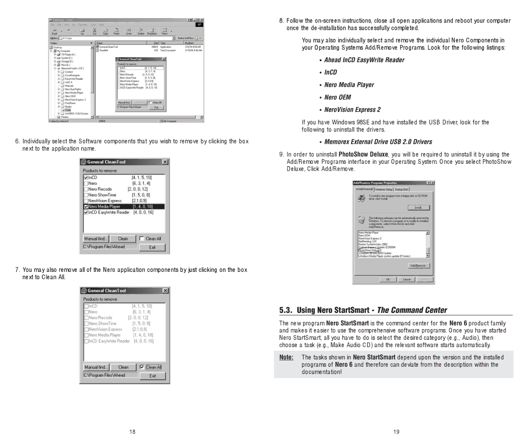 Memorex 8X software manual Using Nero StartSmart The Command Center 