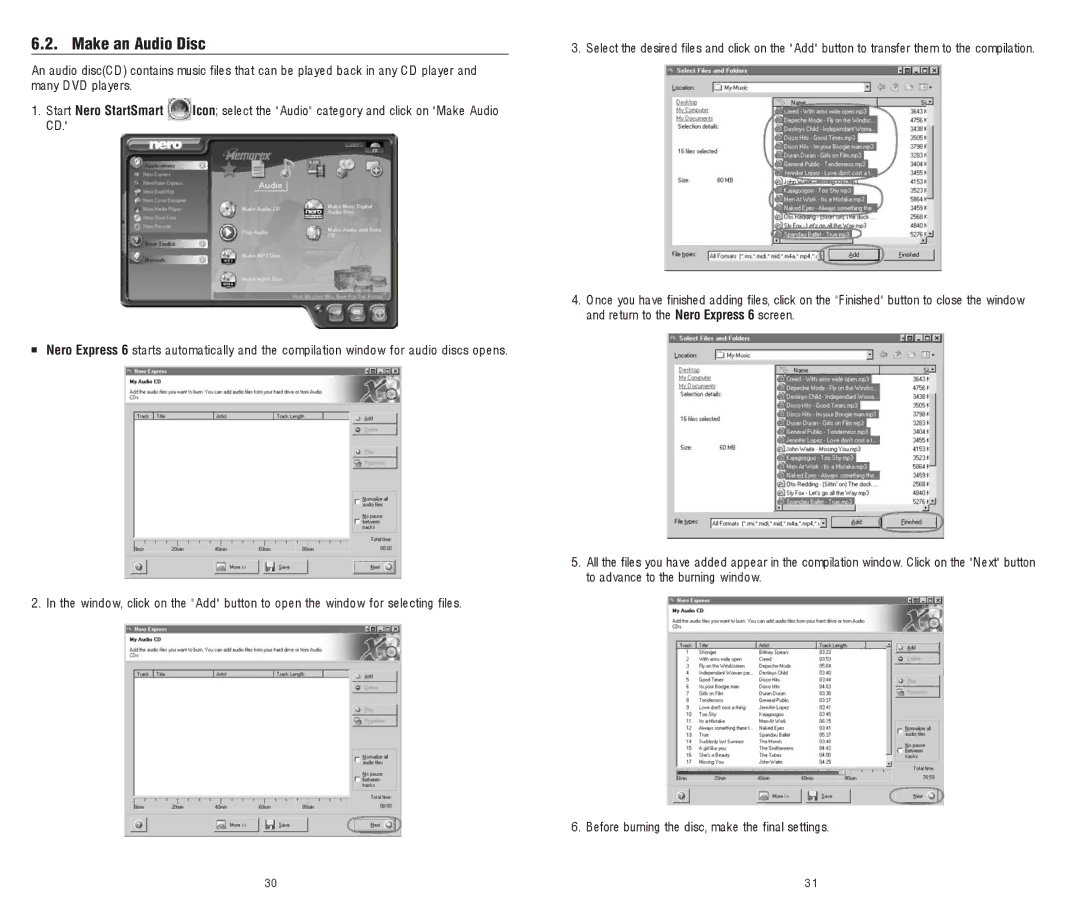 Memorex 8X software manual Make an Audio Disc 