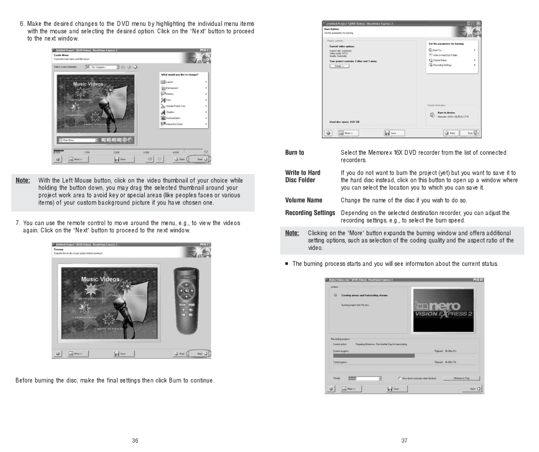 Memorex 8X software manual Burn to 