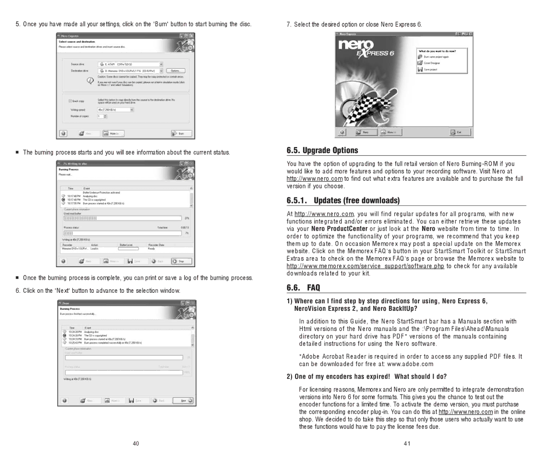 Memorex 8X software manual Upgrade Options Updates free downloads, Faq 