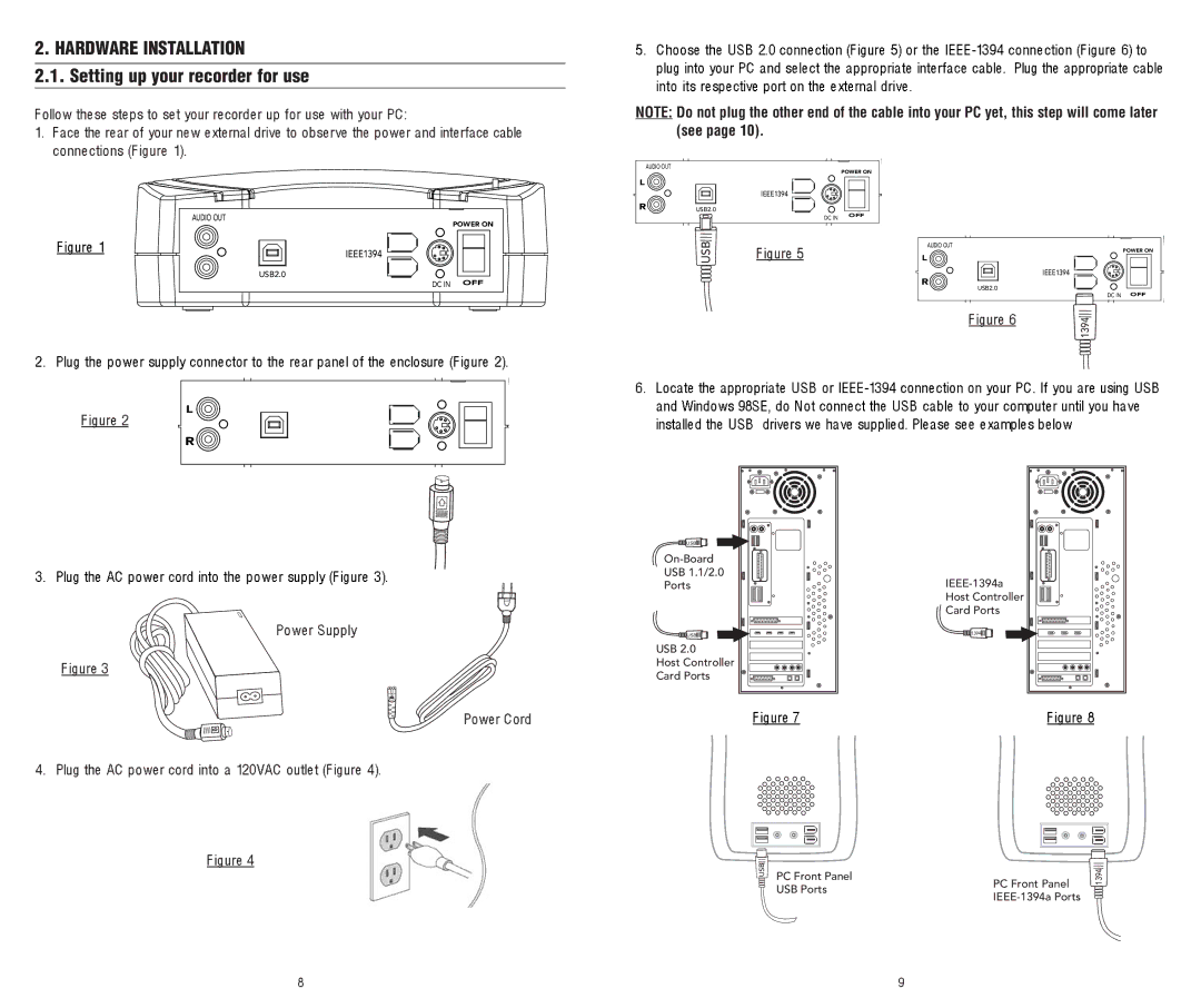 Memorex 8X software manual Hardware Installation, Setting up your recorder for use 