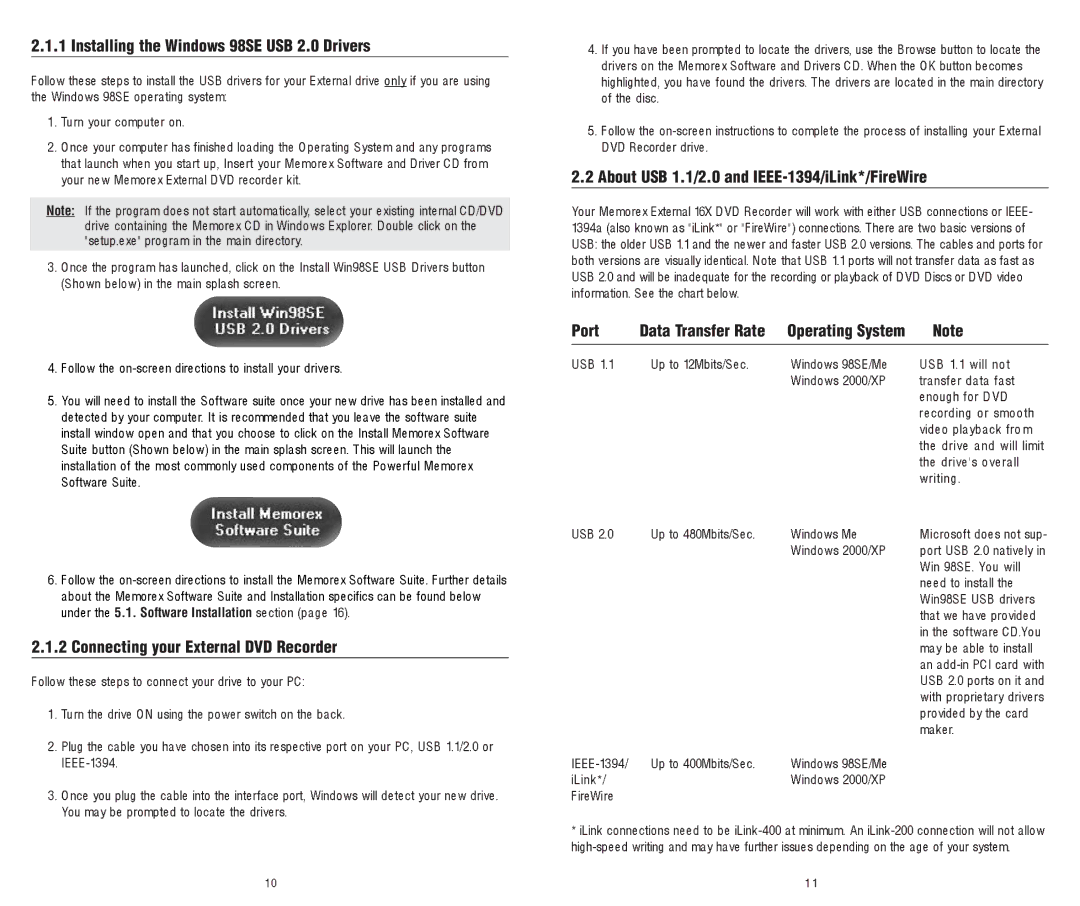 Memorex 8X software manual Connecting your External DVD Recorder 