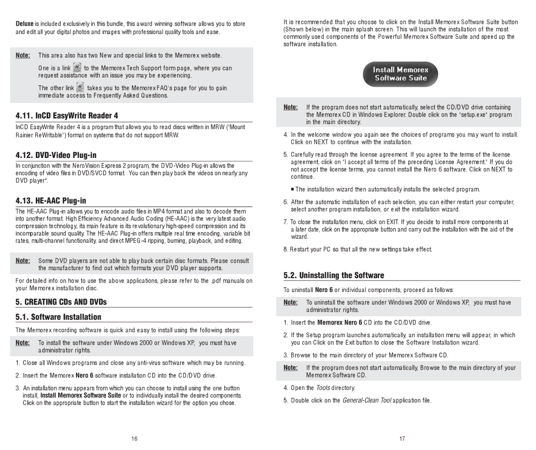 Memorex 8X software manual Creating CDs and DVDs Software Installation, Tools 