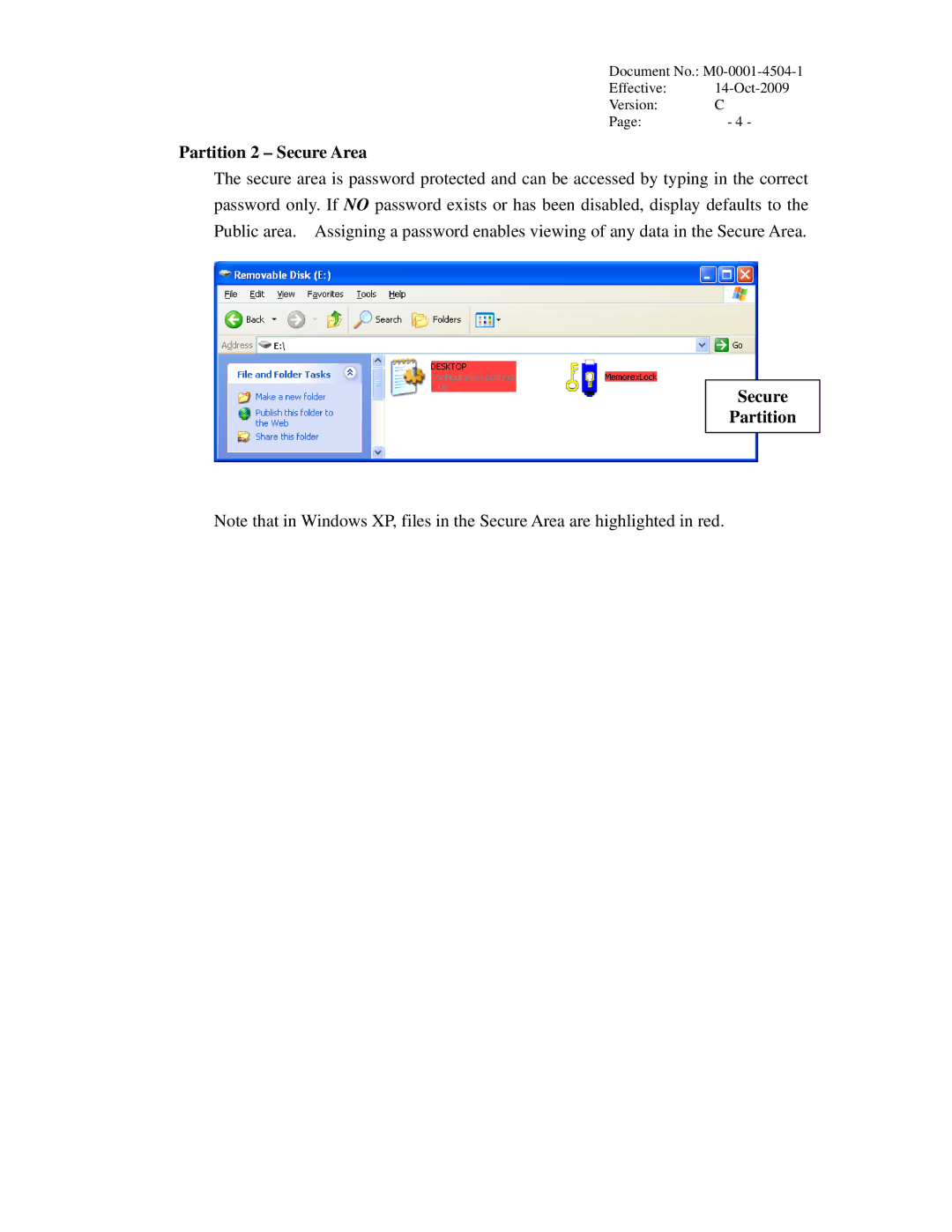 Memorex user manual Secure Partition 