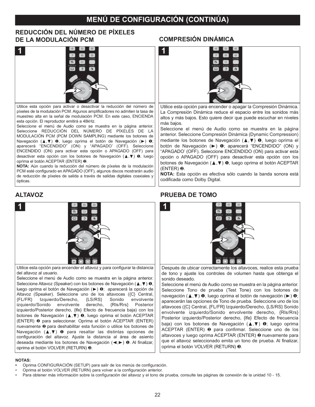 Memorex Digital Video Disc Player important safety instructions Altavoz, Prueba DE Tomo 