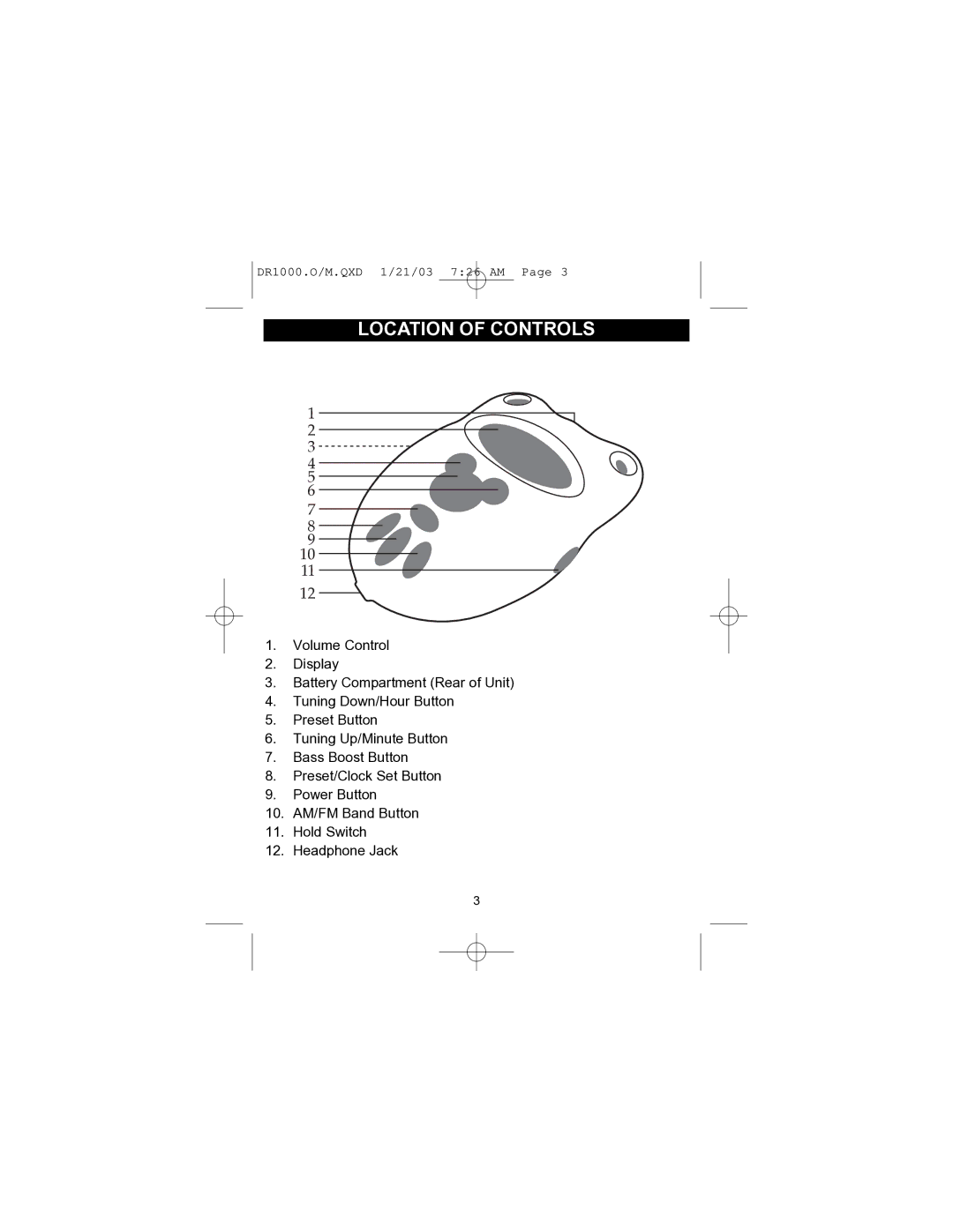 Memorex DR1000-C manual Location of Controls 