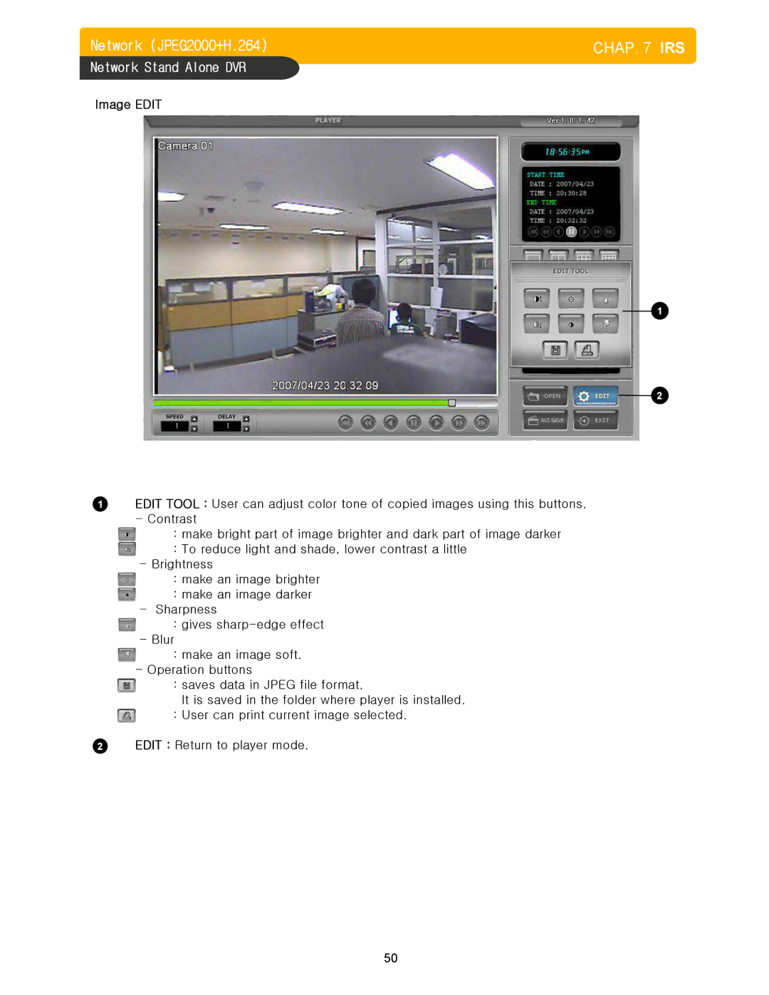 Memorex DVR H264 user manual Image Edit 