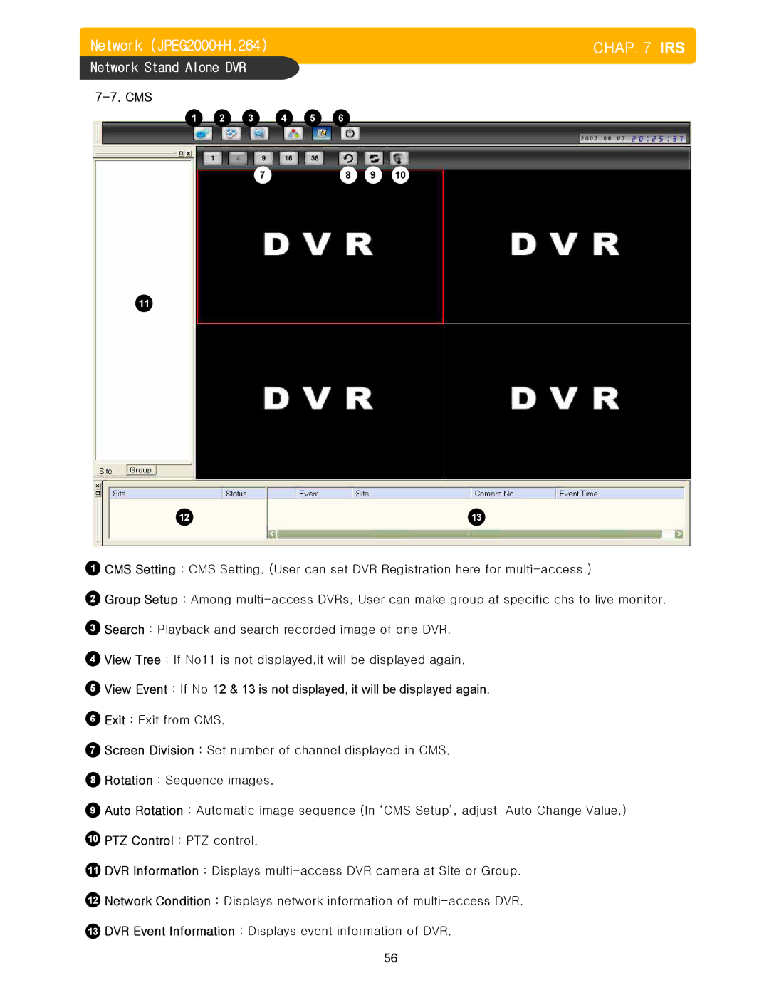 Memorex DVR H264 user manual Cms 