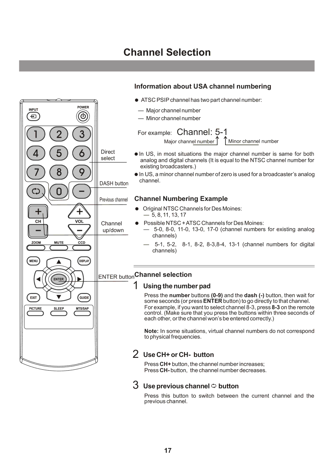 Memorex Flat Screen Tv manual Channel Selection 