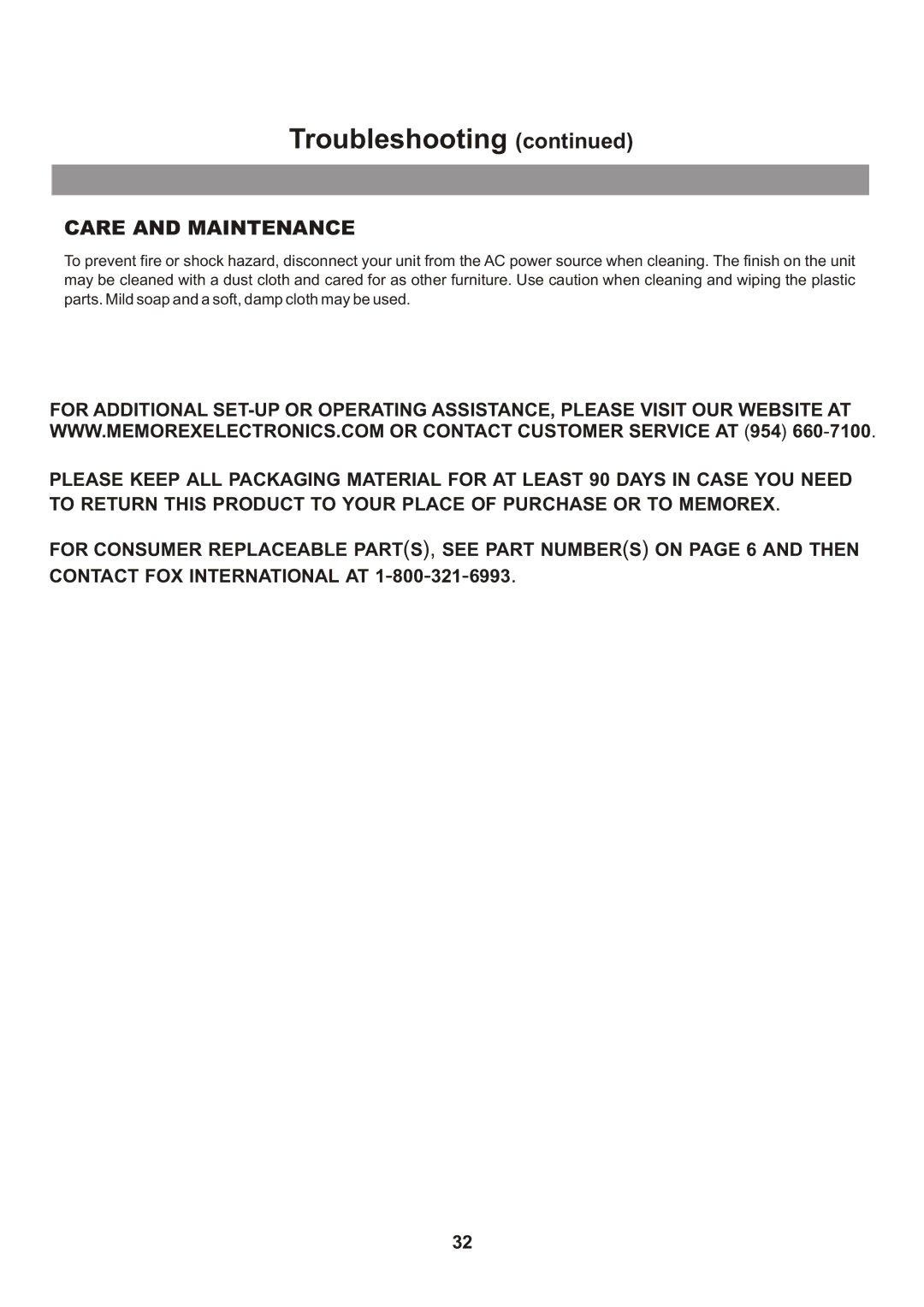 Memorex Flat Screen Tv manual Care and Maintenance 