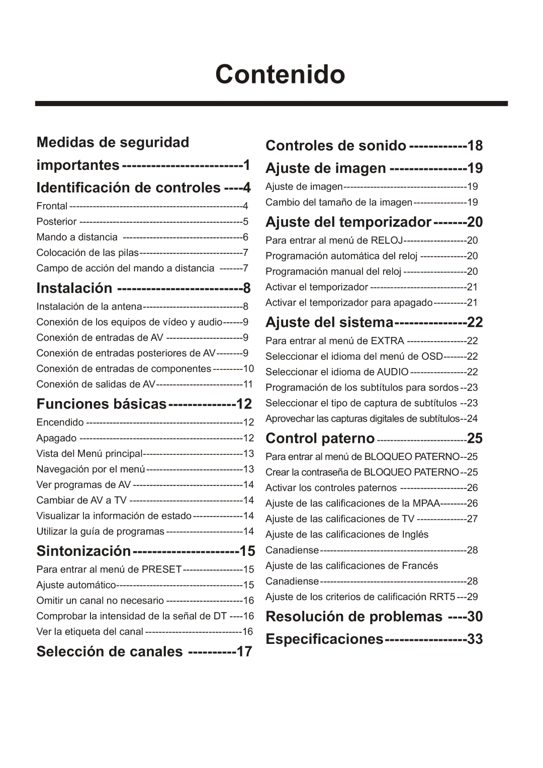 Memorex Flat Screen Tv manual Contenido 