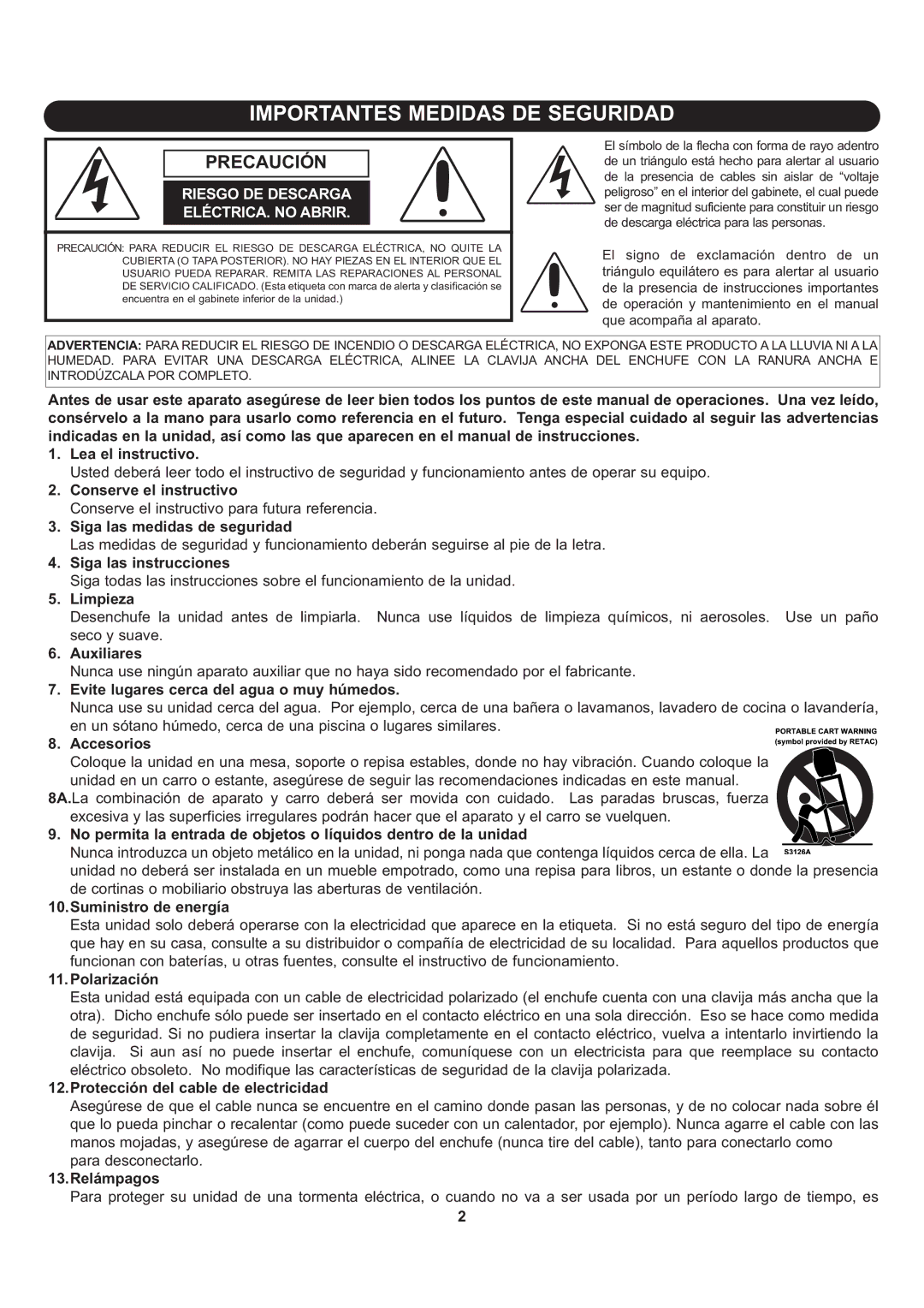 Memorex Flat Screen Tv manual Importantes Medidas DE Seguridad 