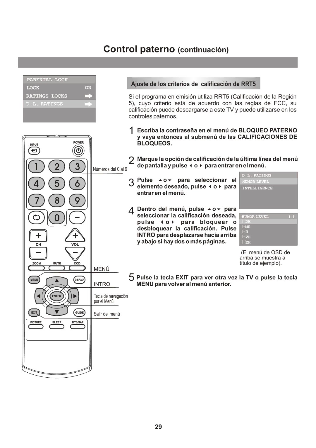 Memorex Flat Screen Tv manual Menú Intro 