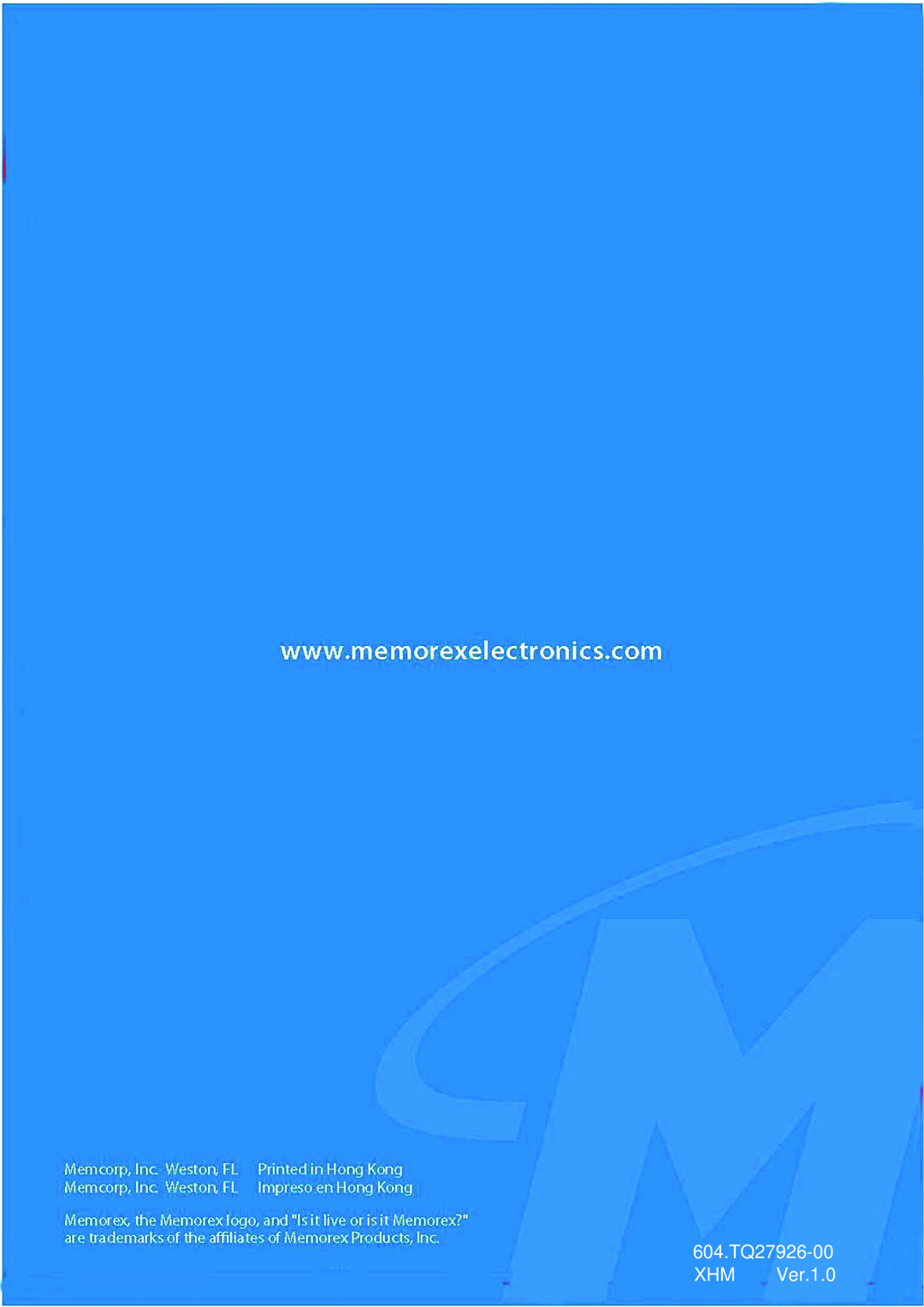 Memorex Flat Screen Tv manual 604.TQ27926-00 XHM Ver.1.0 