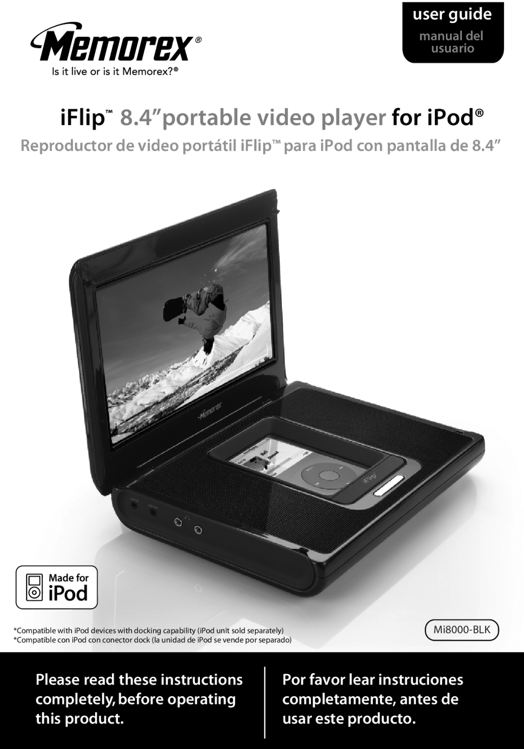 Memorex iFlipTM manual IFlip 8.4portable video player for iPod 