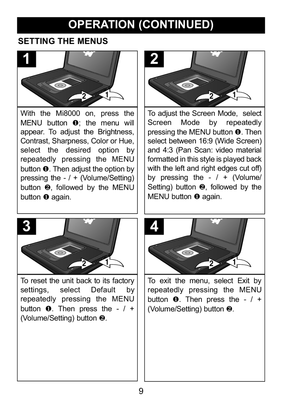 Memorex iFlipTM manual Setting the Menus 