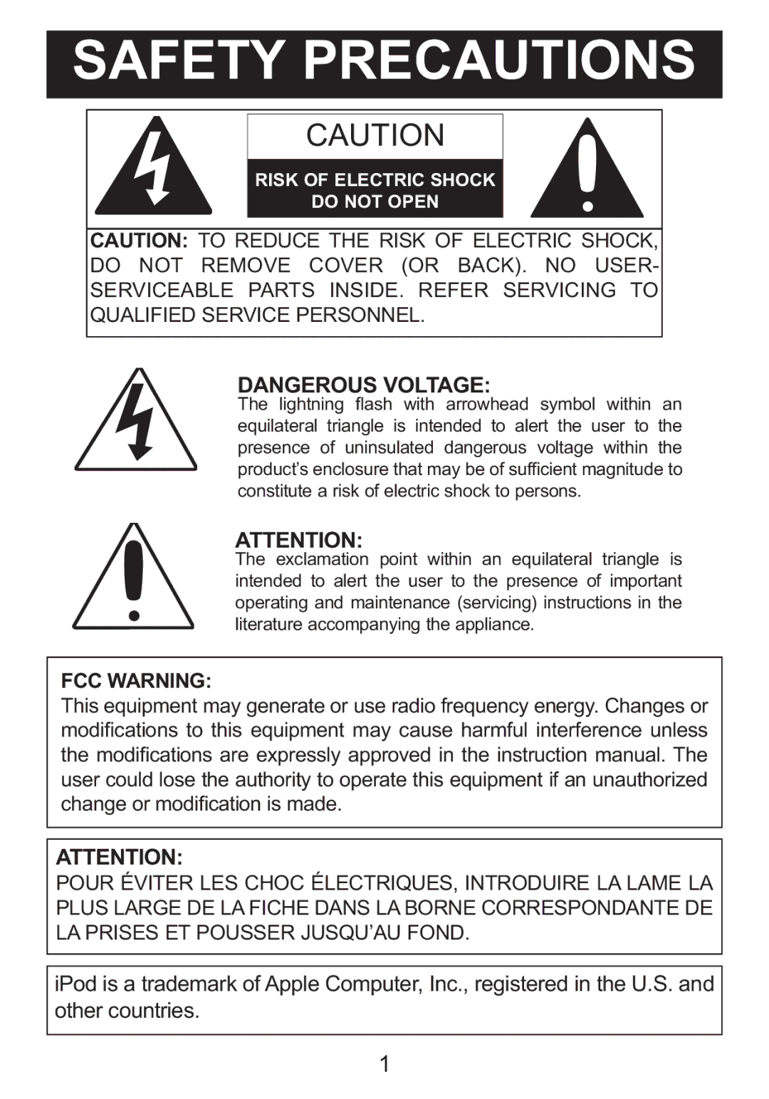 Memorex iFlipTM manual Safety Precautions 