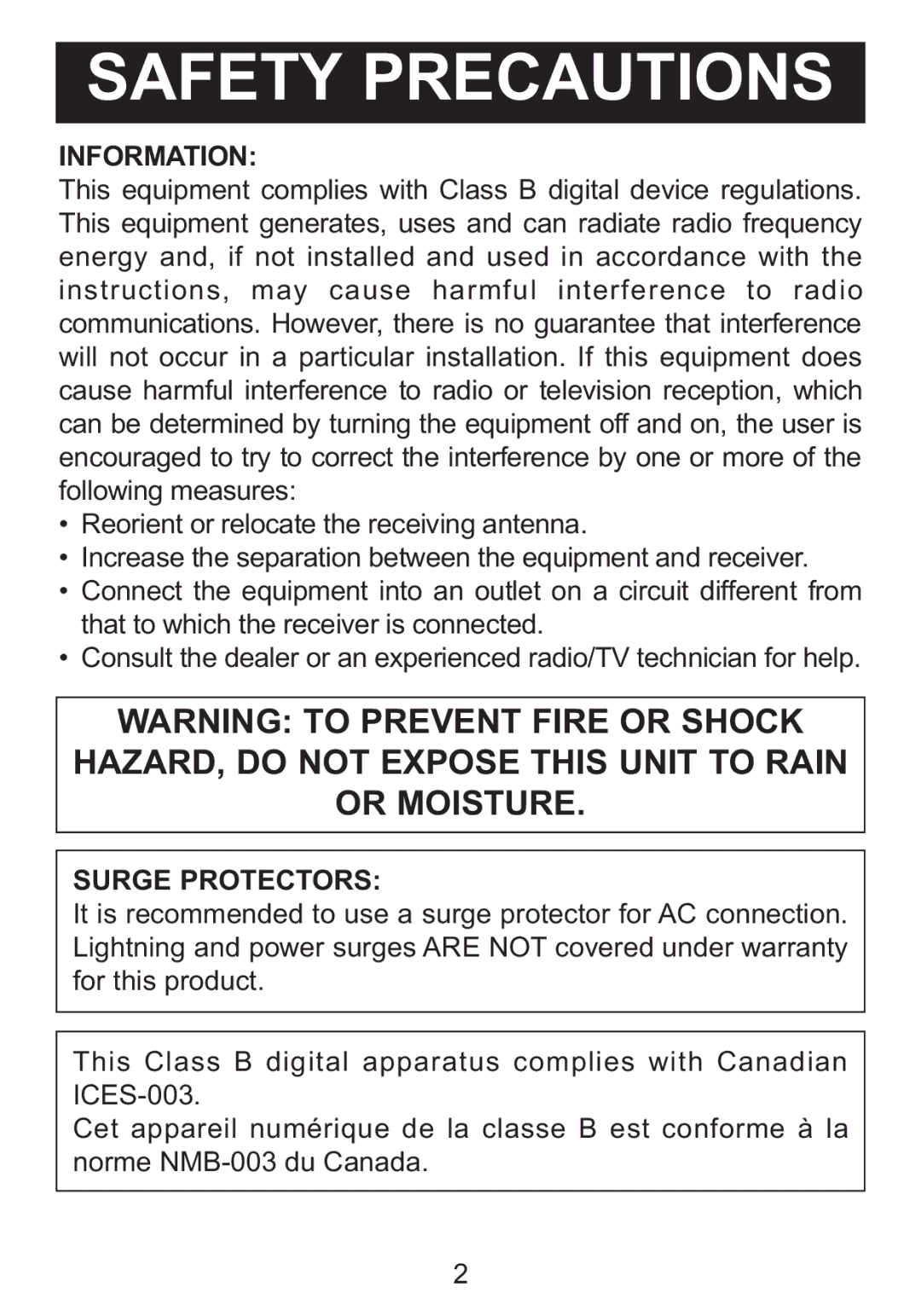 Memorex iFlipTM manual HAZARD, do not Expose this Unit to Rain Or Moisture 