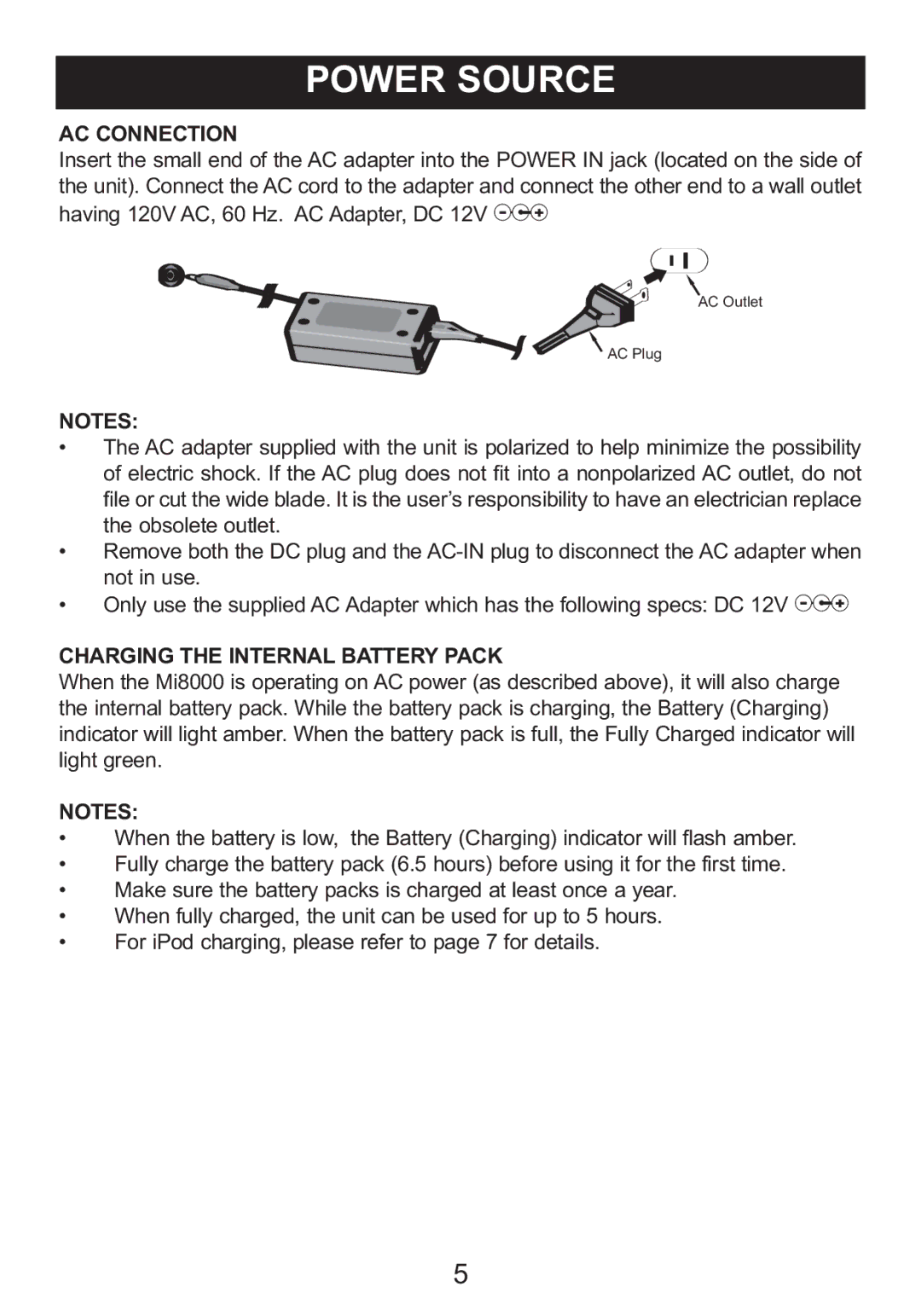 Memorex iFlipTM manual AC Connection 