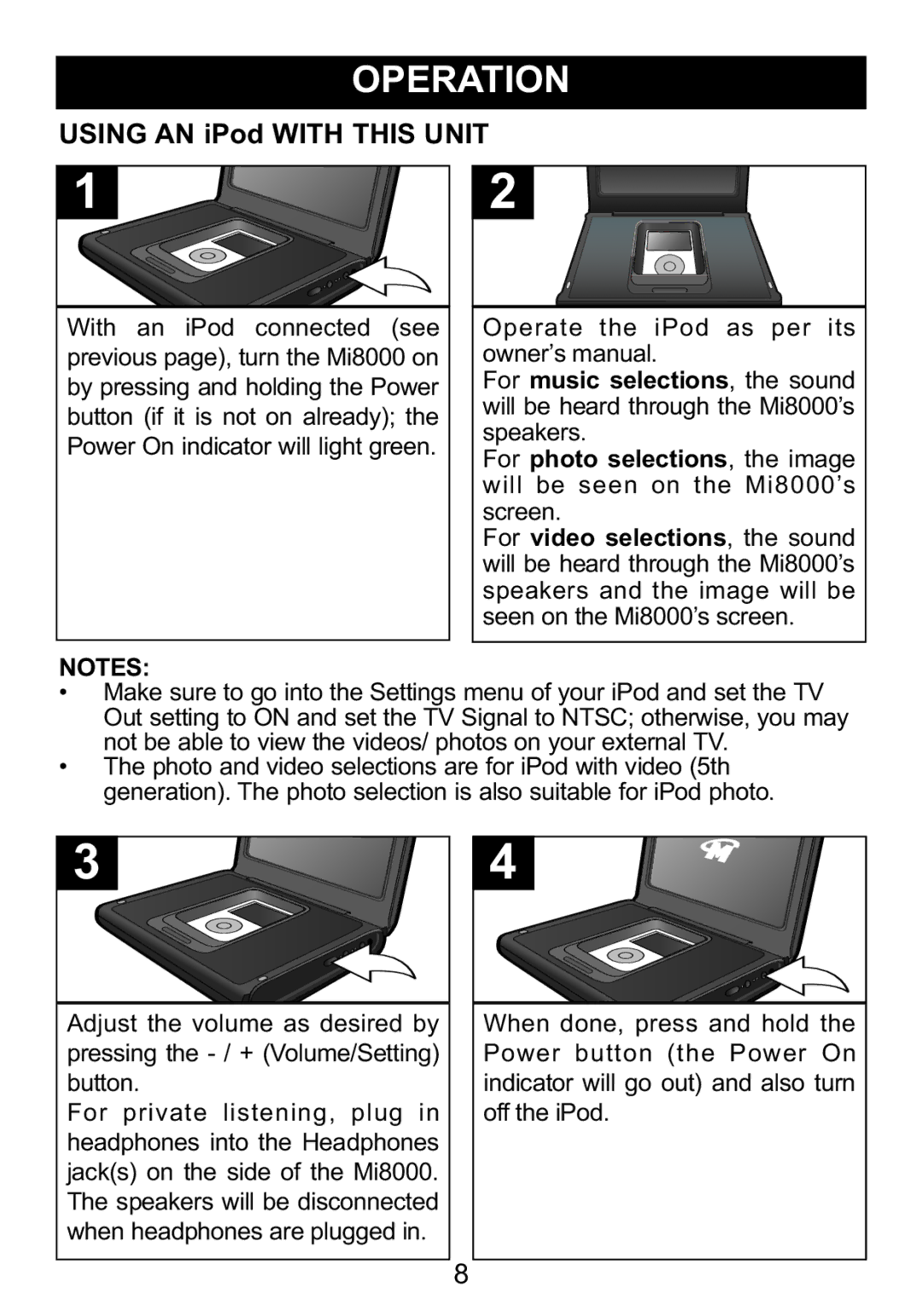 Memorex iFlipTM manual Using AN iPod with this Unit 