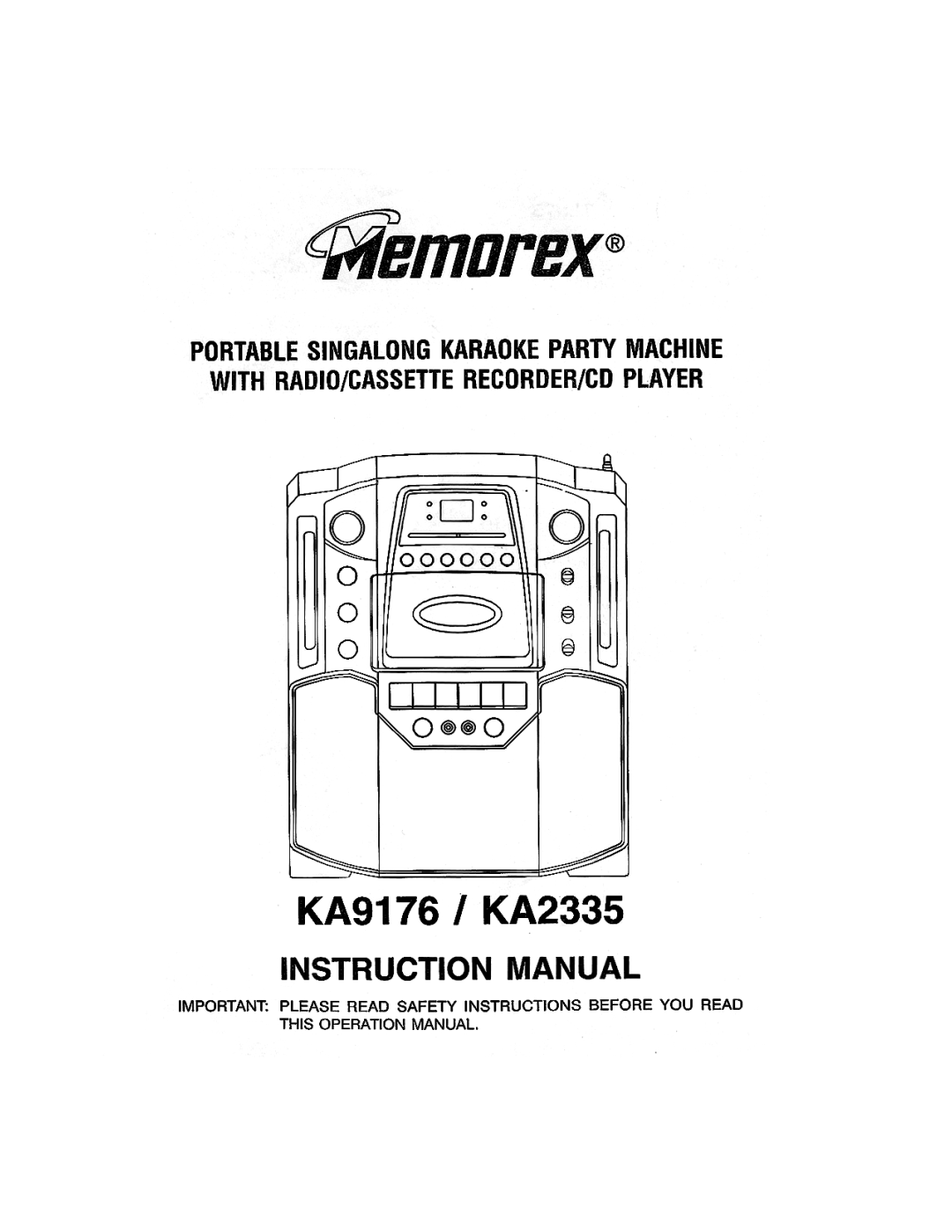 Memorex KA9176, KA2335 manual 