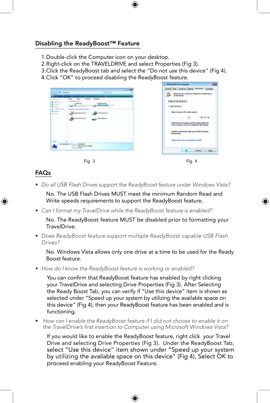 Memorex M-Flyer quick start Disabling the ReadyBoost Feature, FAQs 